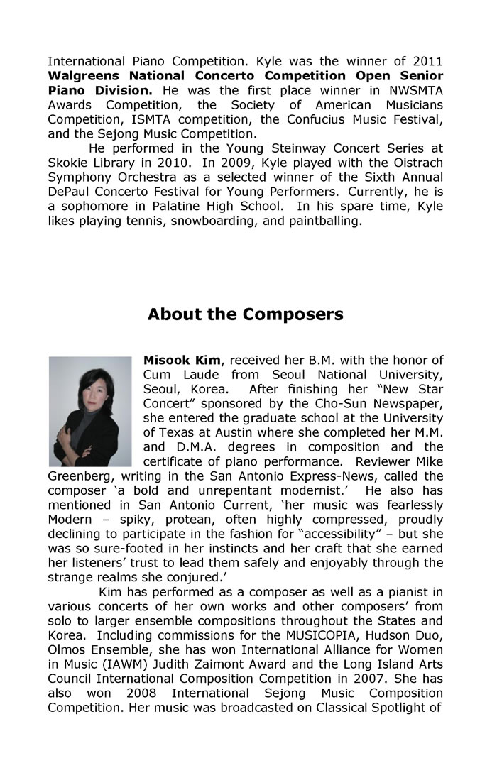 Sunday Salon Concert Program